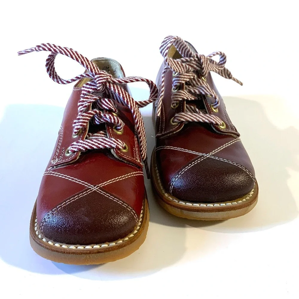 Vintage Retro Toddler Shoes Leather Hard‎ Rubber Soles WSCo Made in USA Sz 8 1/2